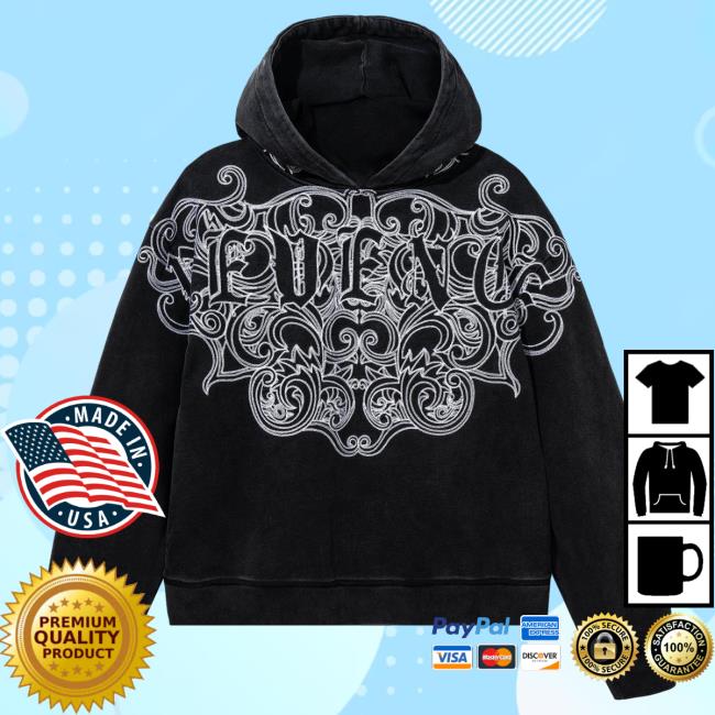 Official 999 Club Juice Wrld Merch Store Revenge Crest Hood Distressed Black 999Club Clothing JuiceWrld