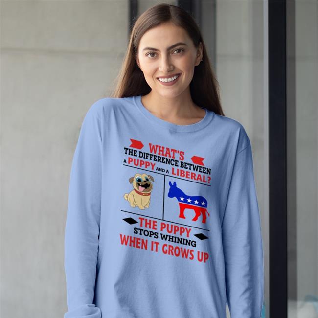 Cryptochronic1776 What's The Difference Between A Puppy And A Liberal The Puppy Stops Whining Sweatshirt White