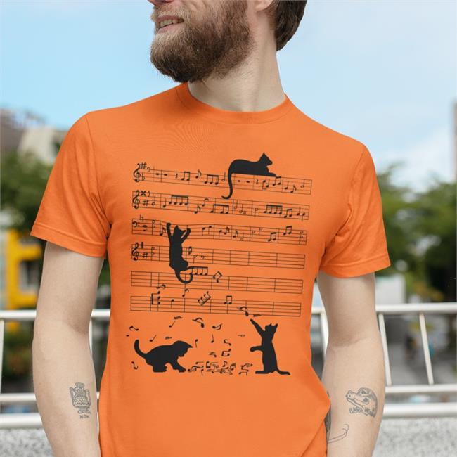 Threatening Music Notation Cute Cat Kitty Playing Music Note Clef Musician Art T Shirts