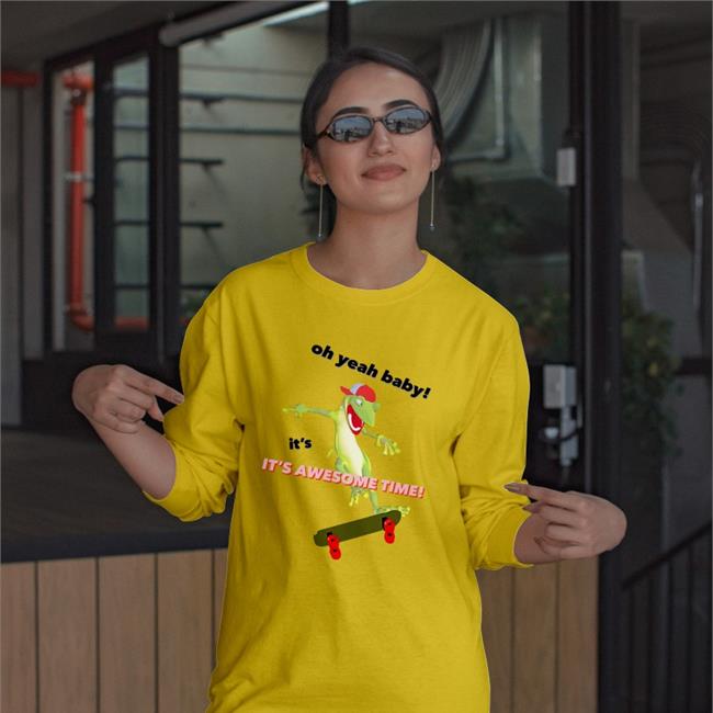 Gecko Skateboard Oh Yeah Baby It's Awesome Time Shirt Coolshirtz