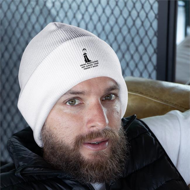 Good Shirts Store White Smoke Marijuana And Ignore Your Parent's Rules Hat