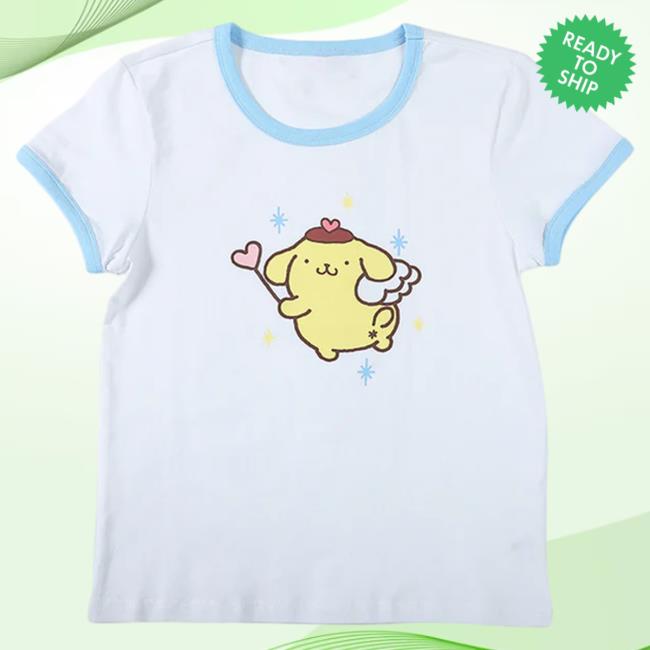 Official Sanrio Apparel Clothing Merch Store Shop Pompompurin X Dumbgood Crop Ringer Shirts