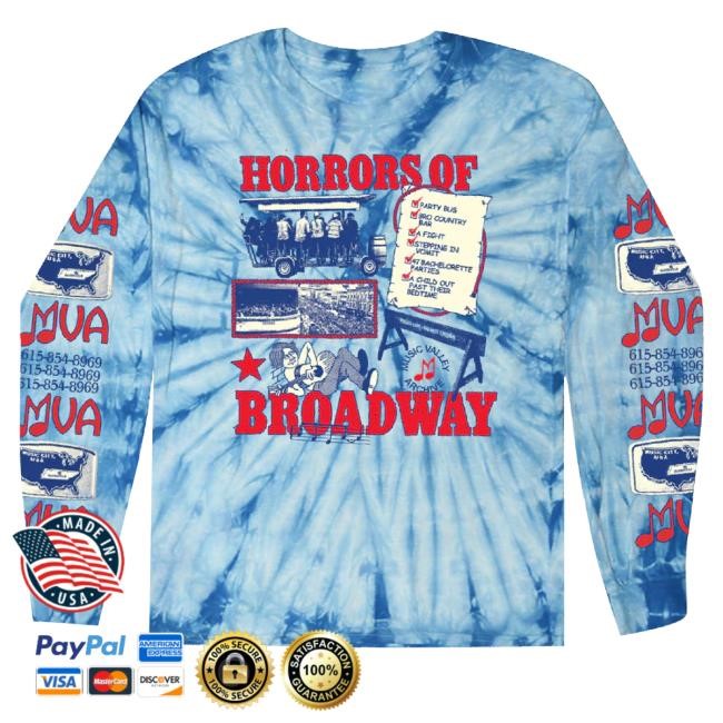 Official Music Valley Archive Merch Horrors Of Broadway Tie Dye Hoodie Sweatshirt