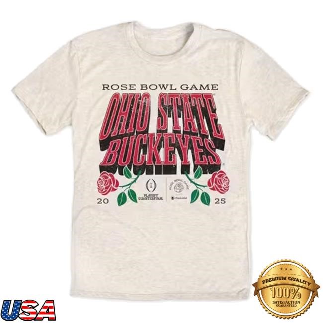 Trending Big Ten Store Merch Oatmeal Ohio State Buckeyes 2024 Rose Bowl Drop Shadow Short Sleeve Fashion Hooded Sweatshirt