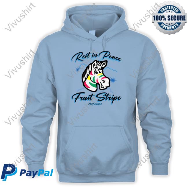 Shitheadsteve Store Rest In Peace Fruit Stripe 1969-2024 Sweatshirt Shitheadsteve Store Rest In Peace Fruit Stripe Sweatshirt