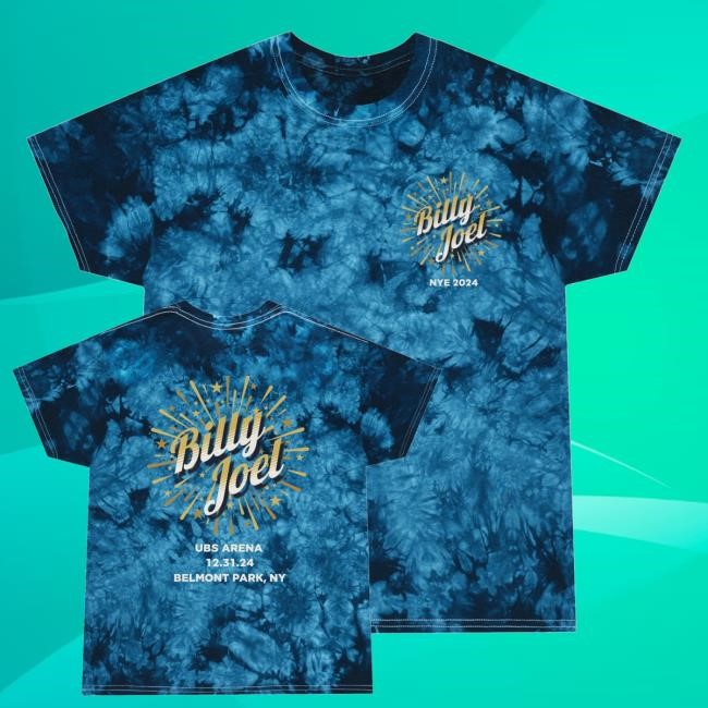 Billy Joe Merch Shop Store Official Billy Joel 12-31-24 Nye Belmont Park, Ny Event Tie Dye Shirts