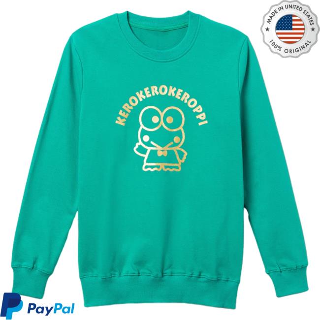 Official Sanrio Apparel Clothing Merch Store Shop Keroppi Metallic Print Hooded Sweatshirt Green